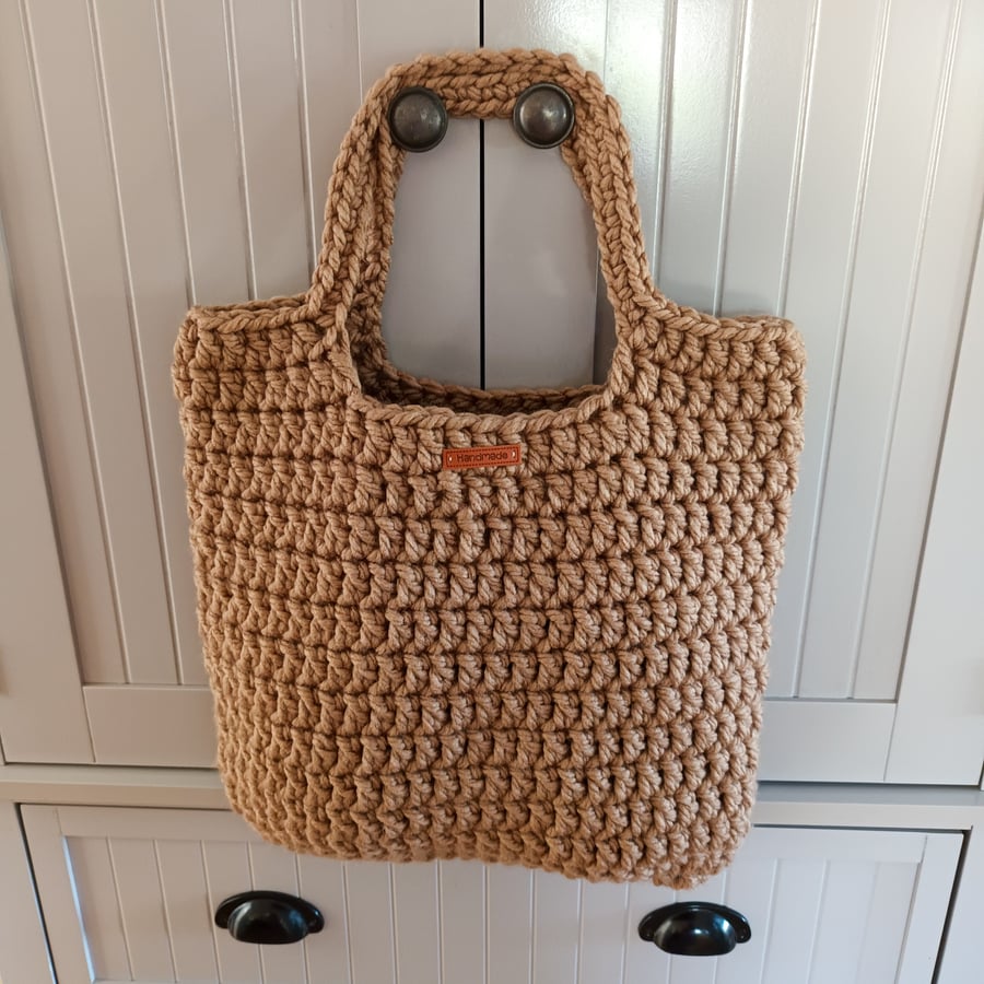 Crochet unlined bag, shopping bag, tote bag, student bag
