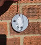 Hand Painted Halloween Ghost Wooden Slice – Cute Ghost & Spider Hanging Decor