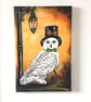 Steampunk style Snowy Owl Original acrylic painting on stretched canvass.   - Image 2