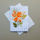 original hand painted floral rose greetings card ( ref FA 122 D2 )