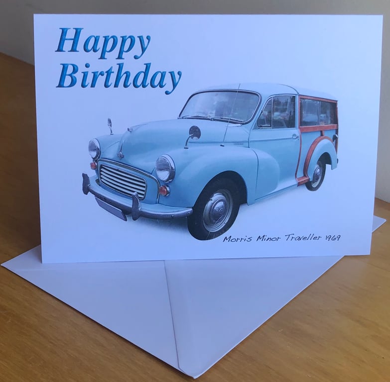 Morris Minor Traveller 1969 Pl-Blue- Birthday, Anniversary, Retirement or Plain