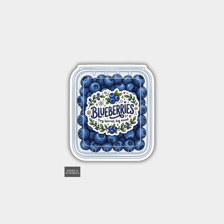 Image of Grocery Food Vinyl Sticker For Adults - Blueberries