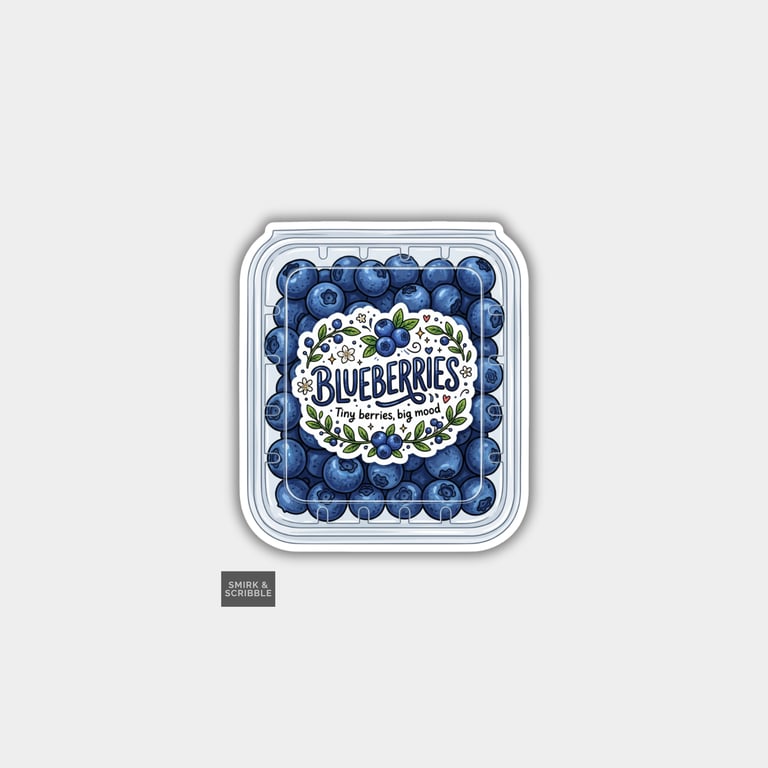 Grocery Food Vinyl Sticker For Adults - Blueberries
