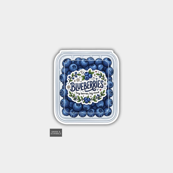 Grocery Food Vinyl Sticker For Adults - Blueberries