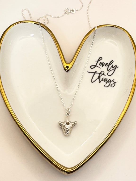 Fine Silver Highland Cow Necklace