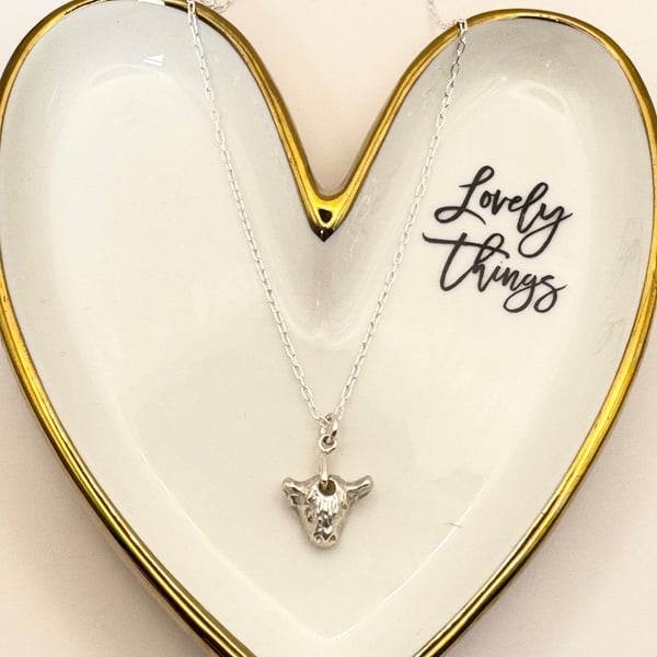 Fine Silver Highland Cow Necklace