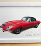 Jaguar E-Type Mk1 1966 - 4x6", A4 or A3 Print in a Black or White frame