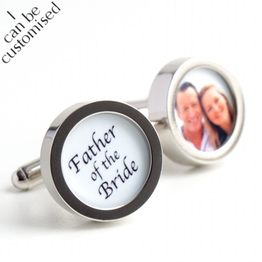  Father of the Bride Cufflinks with a Photo of Father & Daughter Custom Wedding