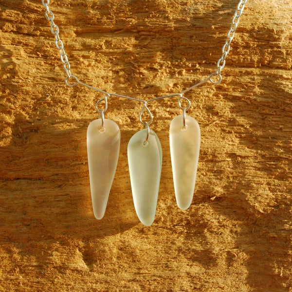 Icicle necklace from beach glass