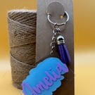 Personalised Name Keychain – Custom Acrylic Name Tag with Tassel