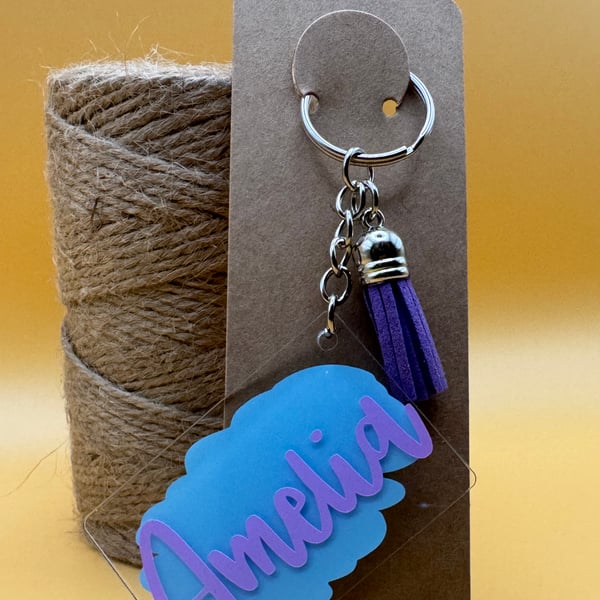 Personalised Name Keychain – Custom Acrylic Name Tag with Tassel