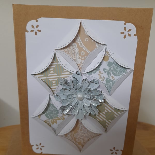 HANDMADE ORIGAMI PATTERNED CARD.