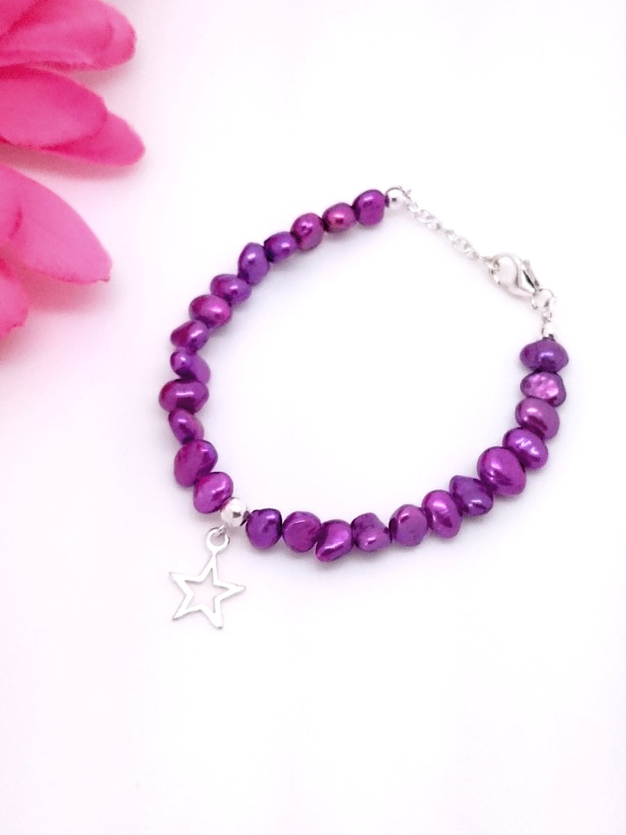 You're a star - Children's Pearl Bracelet size 6-8 years 