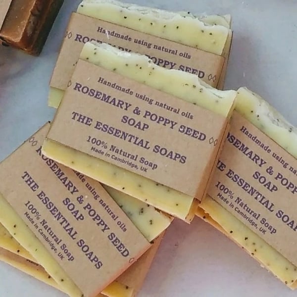 Gardener's Soap, Rosemary & Poppy Seed Soap, Natural, Vegan, Gifts for Gardeners