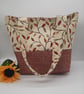 Cream leaf embroidered tote bag with pockets.  - Image 9