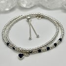 Sterling Silver And Sapphire Slider Bracelet