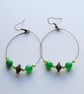 Green Gemstone Bronze Plated Hoop Earrings - UK Free Post - Image 1
