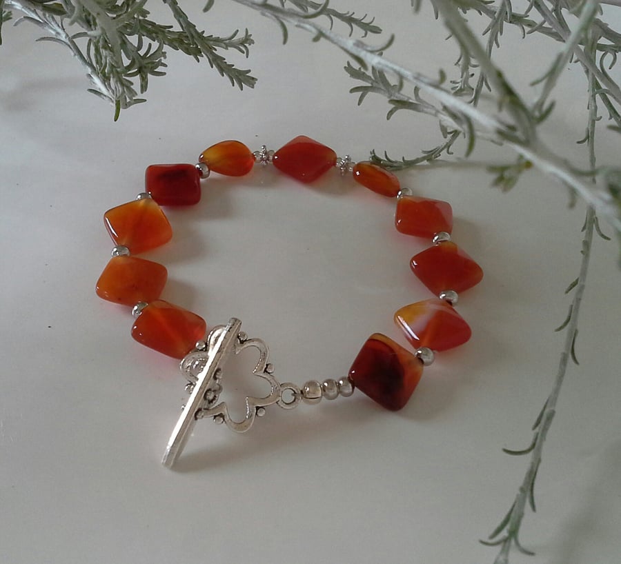 Sterling silver hot sale carnelian bracelet