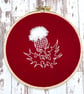 Scottish thistle embroidery art, 6.5". Hand stitched floral wall art. - Image 2