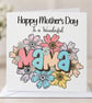 Mothers Day Personalised Card for Mama Happy Mothers Day Pretty Pink Blue Flower - Image 1