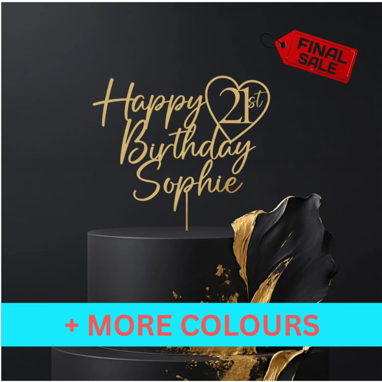Happy 21st Birthday Cake Topper, 21 Cake Topper, Custom Cake Topper, 21st cake