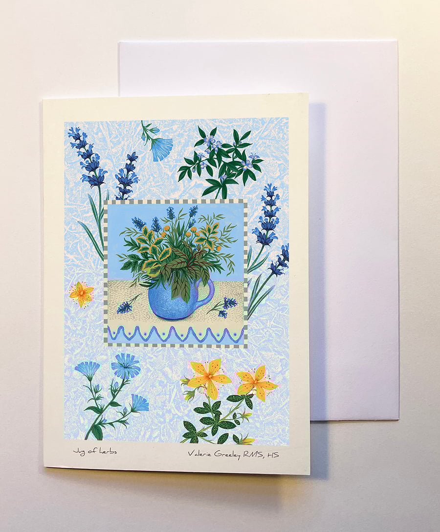"Jug of Herbs" greeting card by Valerie Greeley