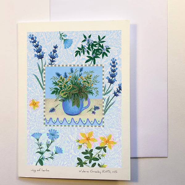 "Jug of Herbs" greeting card by Valerie Greeley