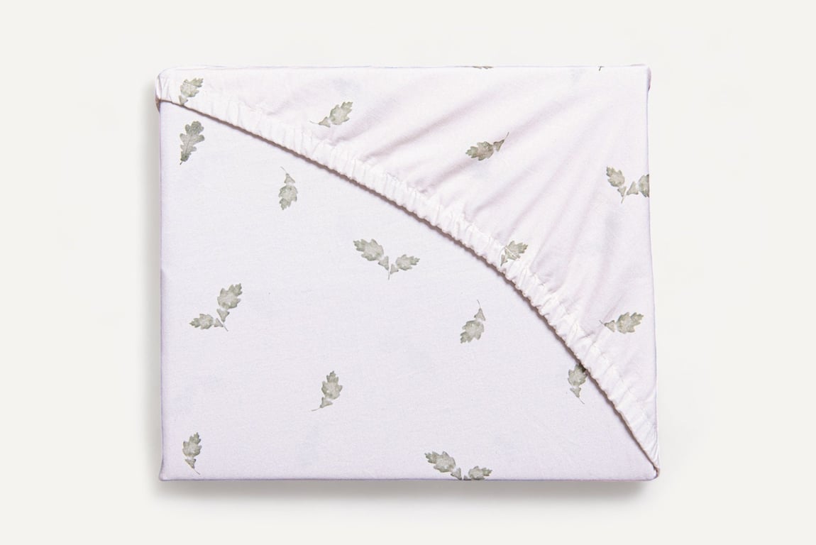 Woodland Leaf Fitted Bed Sheet, 200TC, Bed Sheet by Nestie. 100% Cotton