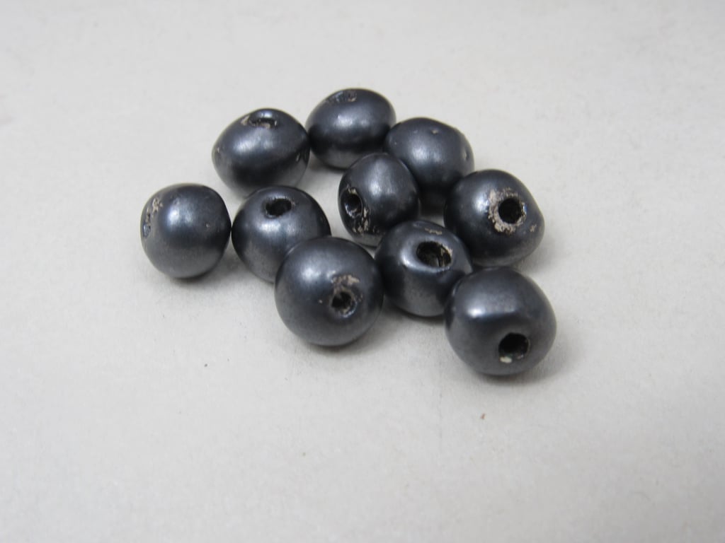 10 Small Metallic Glazed Clay Beads