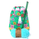 Handmade White Cat Patchwork Drawstring Project Bag