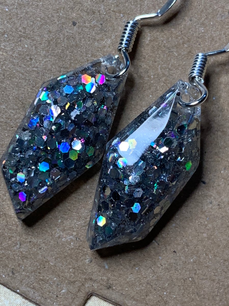 Silver holographic geometric earrings 