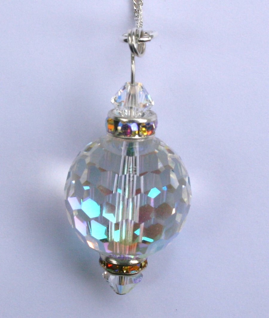 Round faceted  Swarovski crystal element pendant necklace