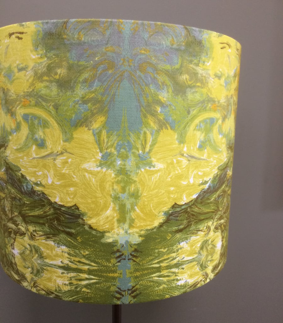 Yellow Abstract 50s 60s Hans Juda Vortex VIntage fabric Lampshade option