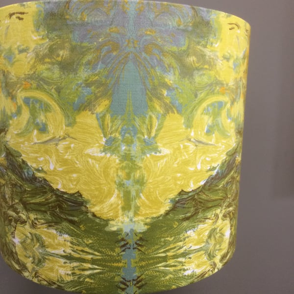 Yellow Abstract 50s 60s Hans Juda Vortex VIntage fabric Lampshade option