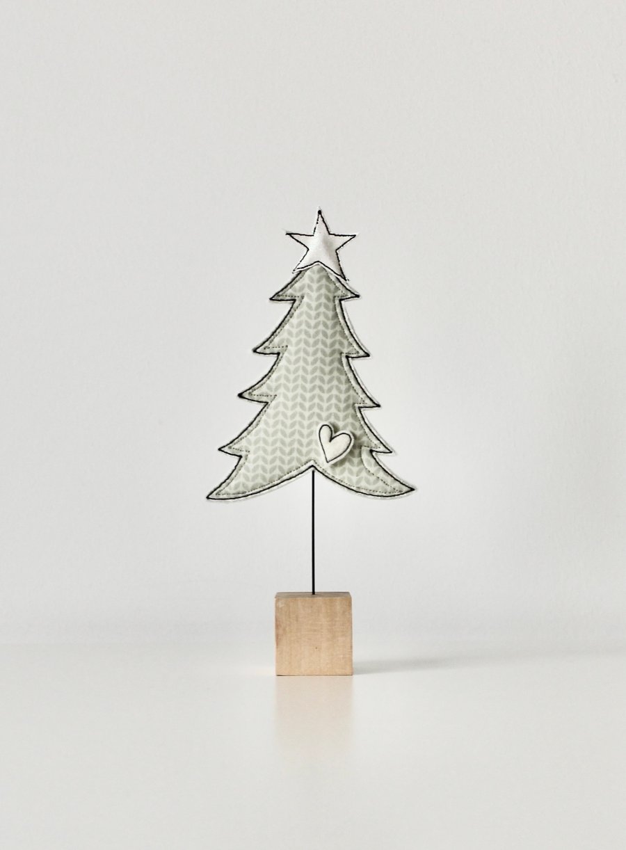 Christmas Tree with a Iridescent White Star and a Cream Heart
