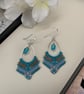 Blue teardrop micro macrame beaded dangle boho earrings, Indian earrings  - Image 4