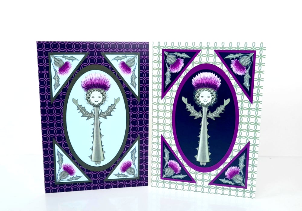 Thistle Girl Greeting Cards, Set of 2, Scottish Gift