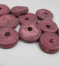 10 Medium Speckled Damson Purple Glazed Ceramic Washer Beads - Image 3