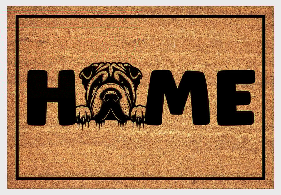 Shar Pei Home Door Mat - Chinese Shar Pei Welcome Mat - 3 Sizes
