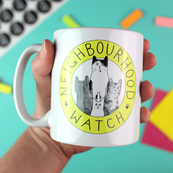 Cat Neighbourhood Watch Ceramic Mug