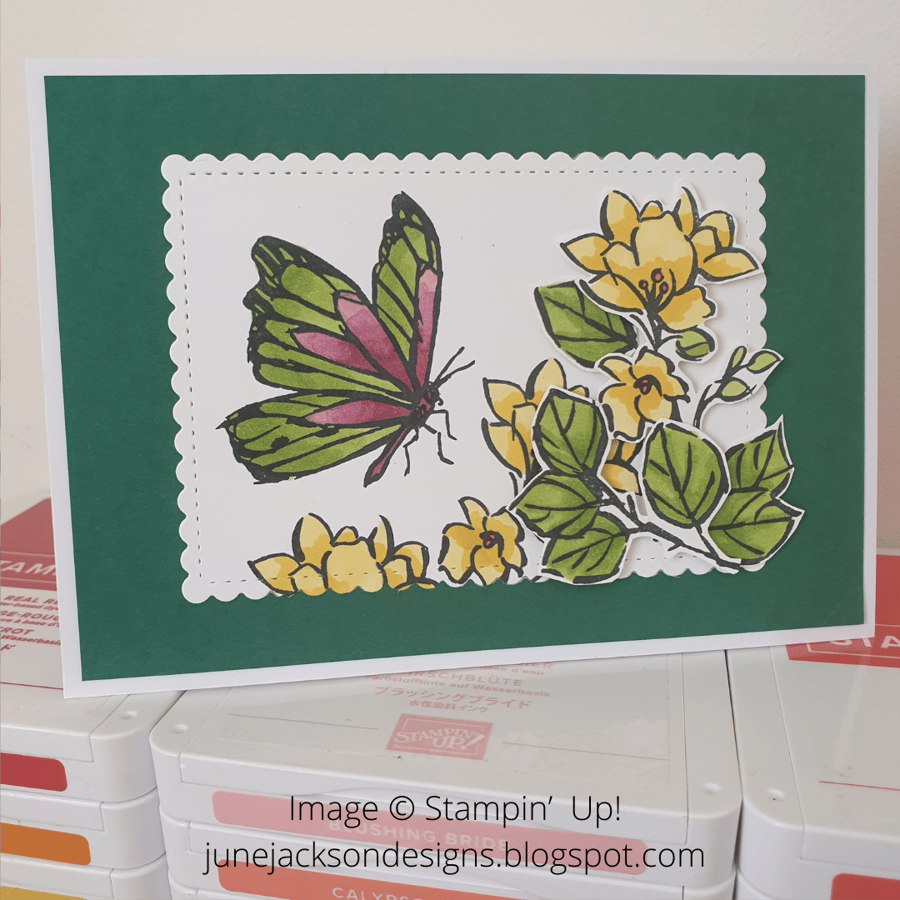 A handmade hand stamped Stampin’ Up! greetings card with butterfly
