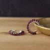 Garnet Gemstone Silver Hoop Earrings