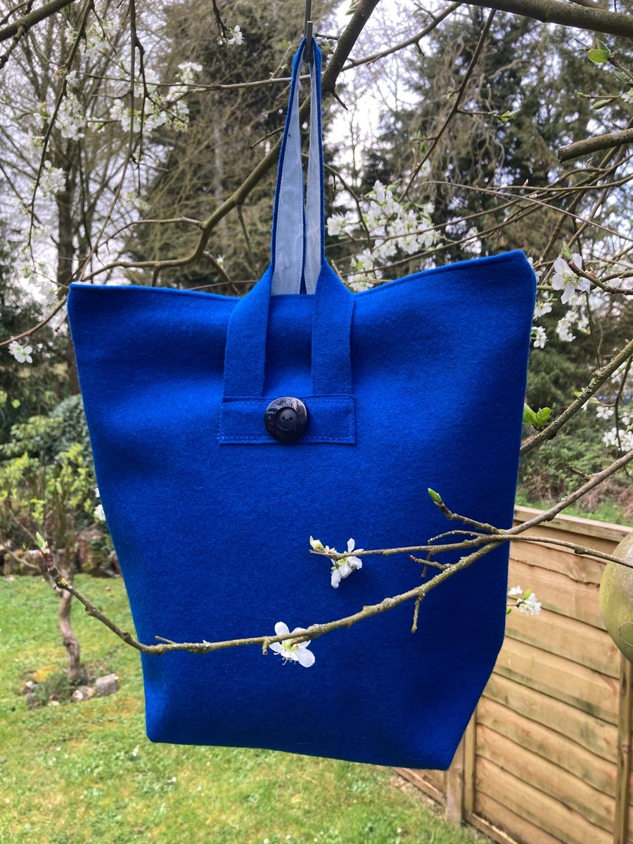 Blue Wool Pouch Bag