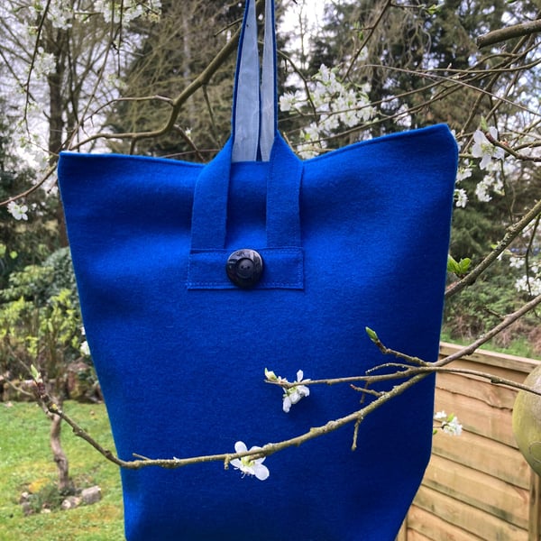 Blue Wool Pouch Bag