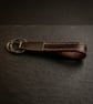 Dark Brown Full Grain Leather Loop Keychain Chrome Hardware Handmade UK