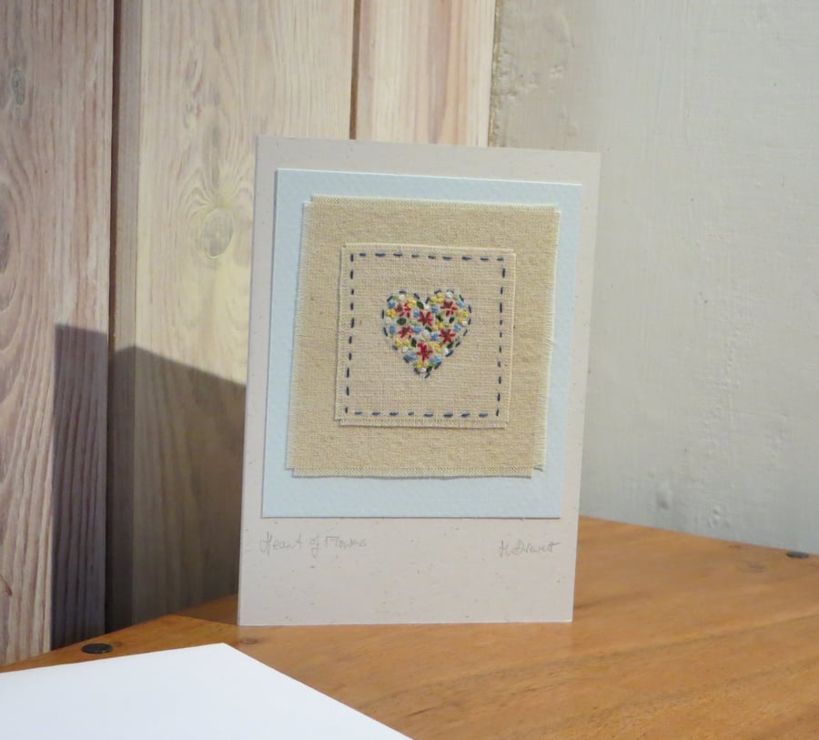 Heart of Flowers hand-stitched card
