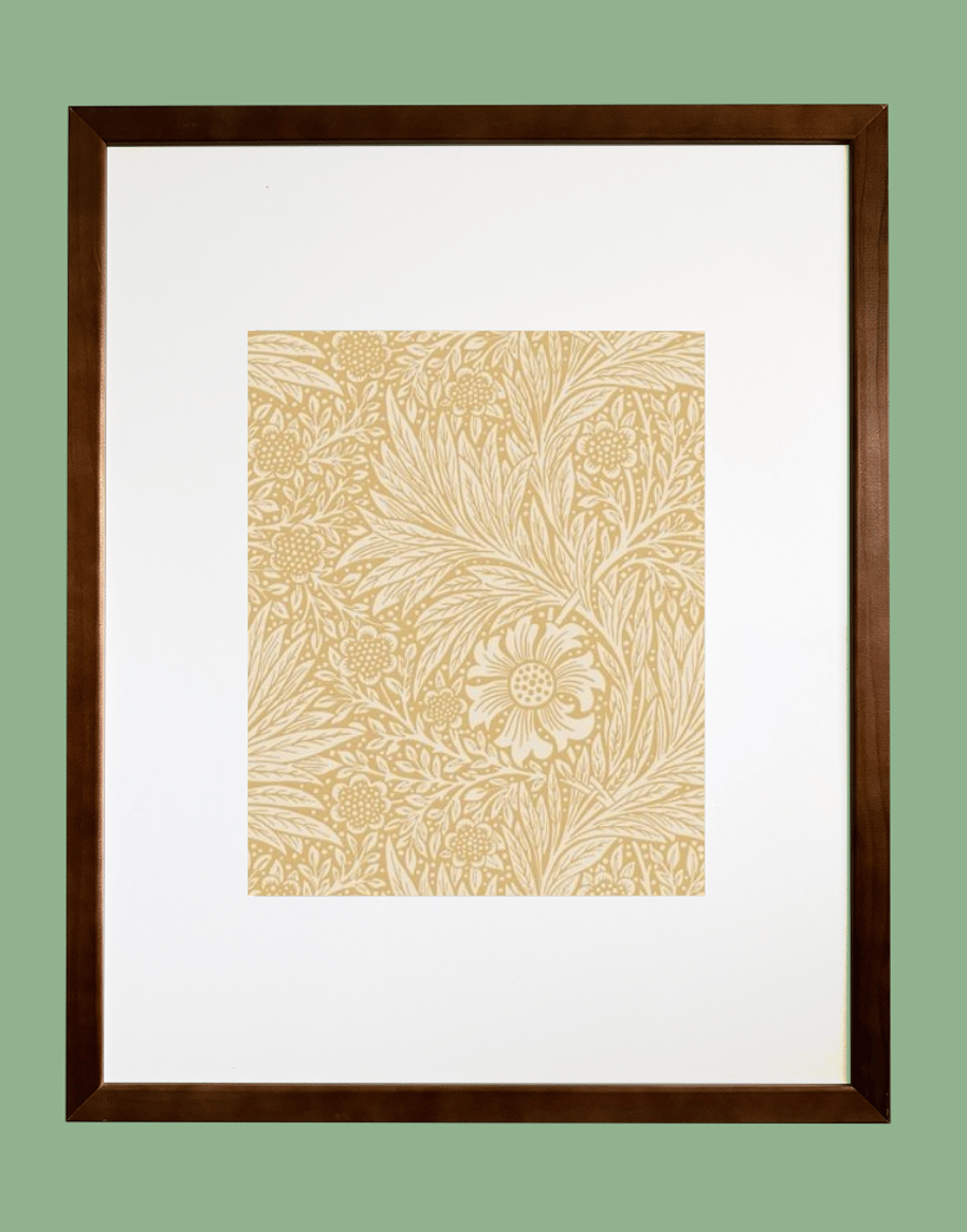 Repurposed William Morris Framed Vintage Wallpaper Wall Art ‘Marigold’