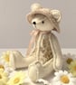 Goldwork embroidered artist bear, one of a kind collectable teddy bear 