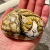 Hand painted cat on pebble 