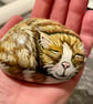 Hand painted cat on pebble 